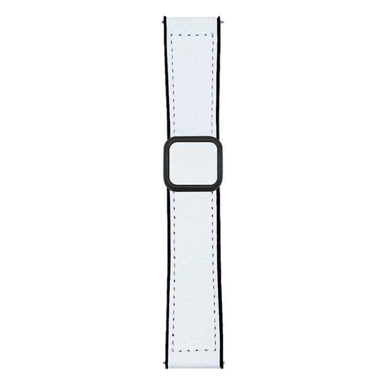 

18mm xDfind Flat-head Litchi Texture Vegan Leather Magnetic Buckle Watch Band(White)