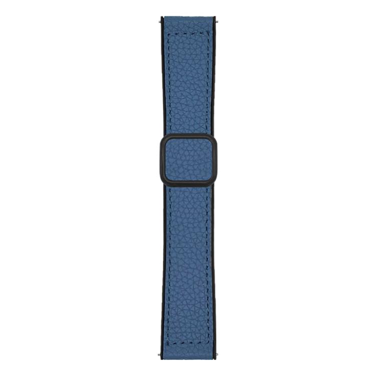 20mm xDfind Flat-head Litchi Texture Vegan Leather Magnetic Buckle Watch Band(Midnight Blue)