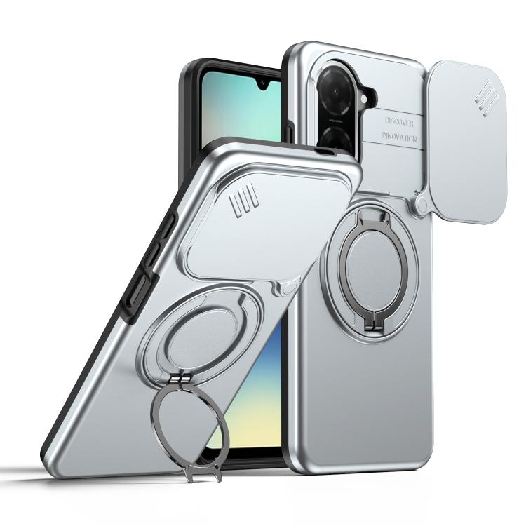 

For Redmi A5 4G 171.7mm / Poco C71 Camera Sliding Shield Magnetic Rotation Holder Phone Case(Silver)