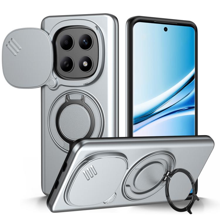 

For Redmi Note 15 4G / 5G Global 164mm Camera Sliding Shield Magnetic Rotation Holder Phone Case(Silver)