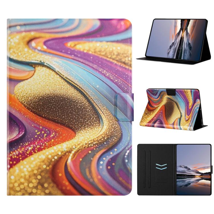 

For Amazon Kindle 11th 2024 / 2022 Litchi Texture Voltage Painted Vegan Leather Smart Tablet Case(Golden Sands)