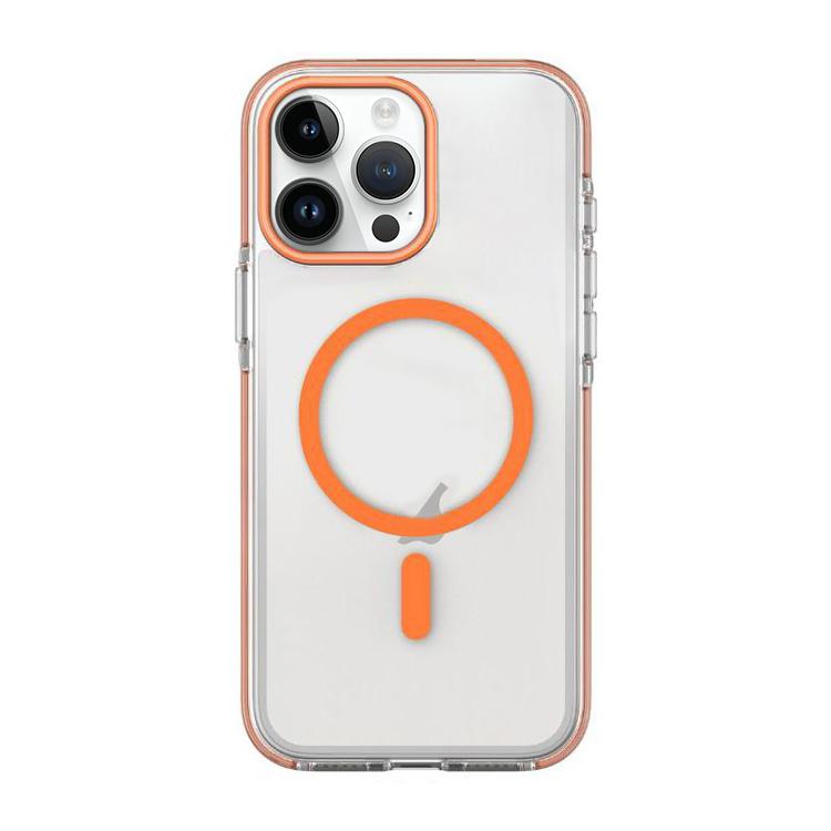 

For iPhone 14 Pro Max Dual-Color PC Hybrid TPU Magnetic Phone Case(Orange)