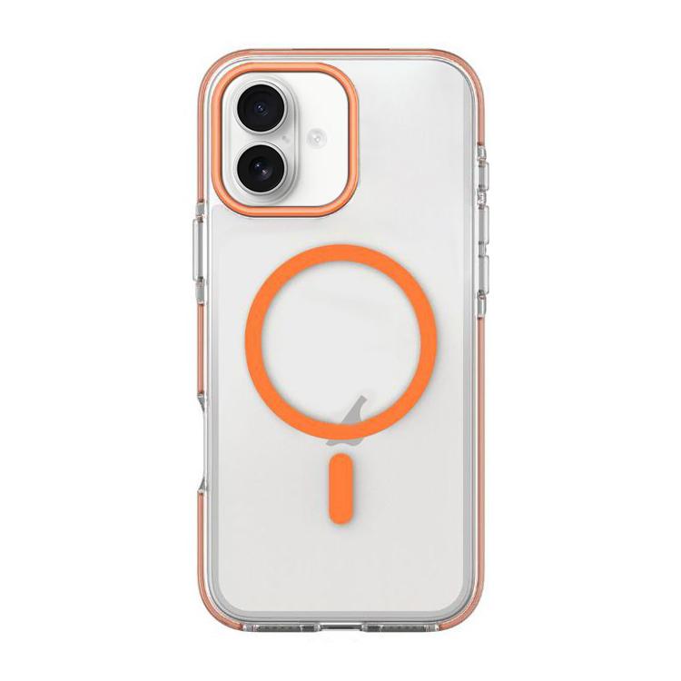 

For iPhone 16 Dual-Color PC Hybrid TPU Magnetic Phone Case(Orange)