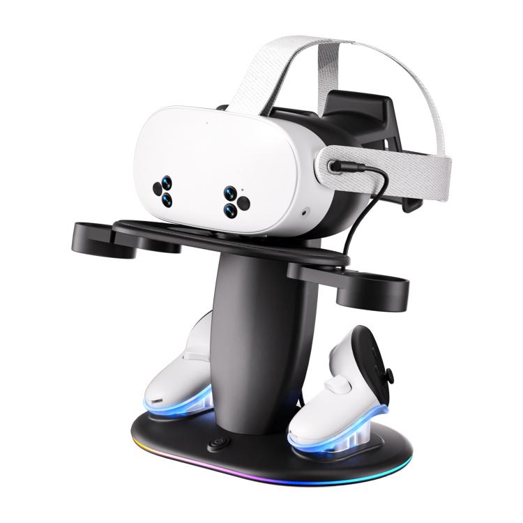

For Meta Quest 2 / 3 / 3S WG68 RGB Lighting VR Fast Charging Display Stand, US Plug(Black)