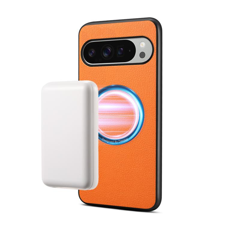

For Google Pixel 10 Pro XL Denior A08 PU Vegan Leather Calfskin Texture Magnetic Phone Case(Orange)