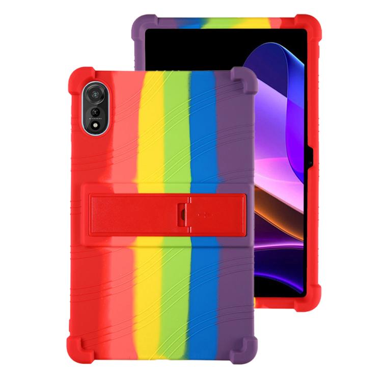 

For Blackview Mega 2 Shockproof Silicone Tablet Protective Case with Holder(Rainbow)