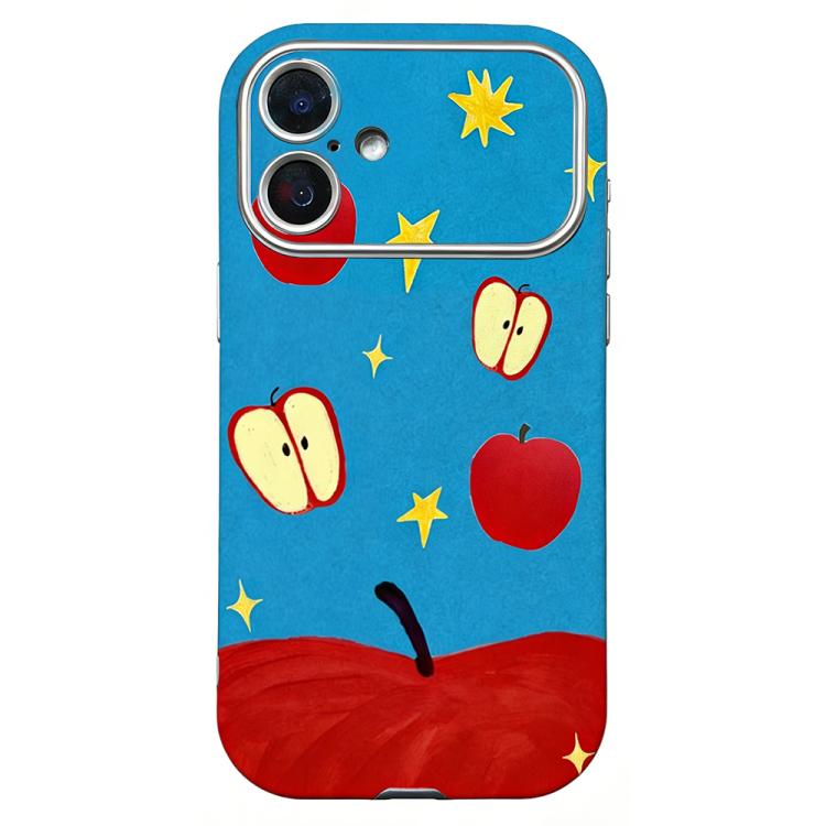 

For iPhone 16 Plus Rounded Edge Large Window Silicone Phone Case(Red Apple)