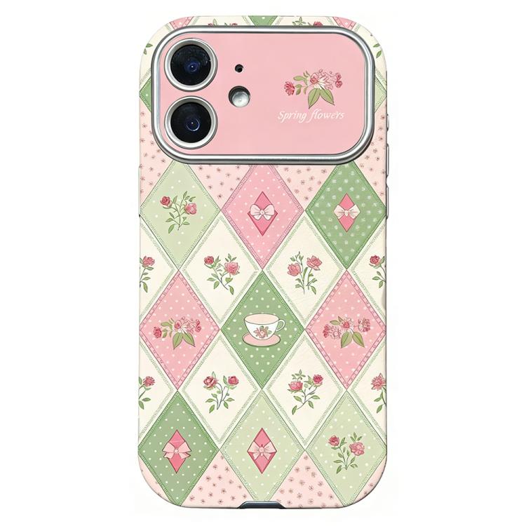 For iPhone 11 Rounded Edge Large Window Silicone Phone Case(Diamond-grid Flowers)