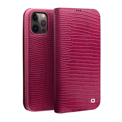 

QIALINO Crocodile Texture Horizontal Flip Leather Case with Card Slots & Wallet For iPhone 12 Pro Max(Rose Red)