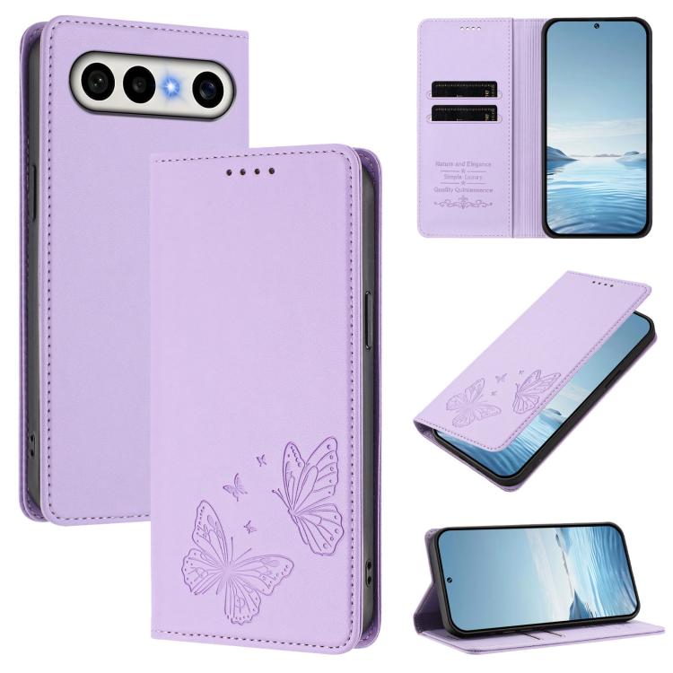 For vivo S50 Pro mini / X300 FE 5G Russia Strong Magnetic Dual Butterfly RFID Vegan Leather Phone Case(Light Purple) — купить у Sunsky-online WW