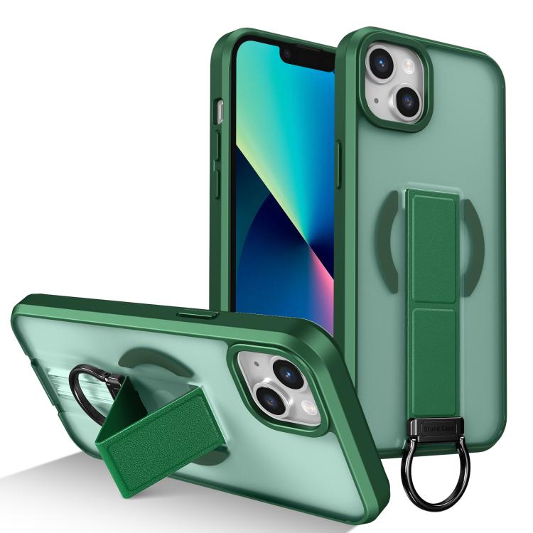 

For iPhone 13 Skin-Friendly D-Ring Holder Magnetic Shockproof Phone Case(Green)