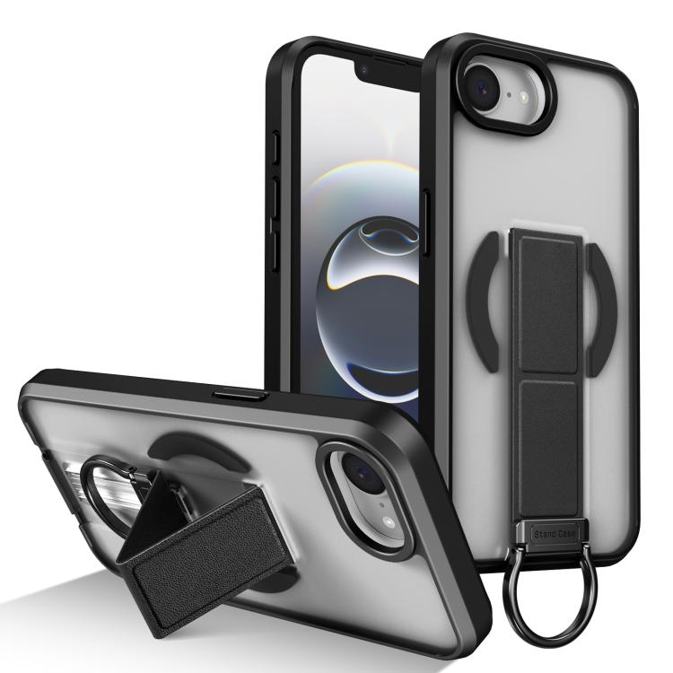 

For iPhone 17e / 16e Skin-Friendly D-Ring Holder Magnetic Shockproof Phone Case(Black)