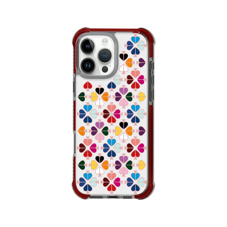 

For iPhone 16 Pro Acrylic Four-Corner Shockproof Heart Pattern Phone Case(Brown)