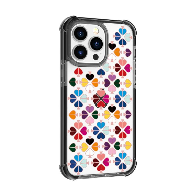 

For iPhone 14 Pro Acrylic Four-Corner Shockproof Heart Pattern Phone Case(Black)