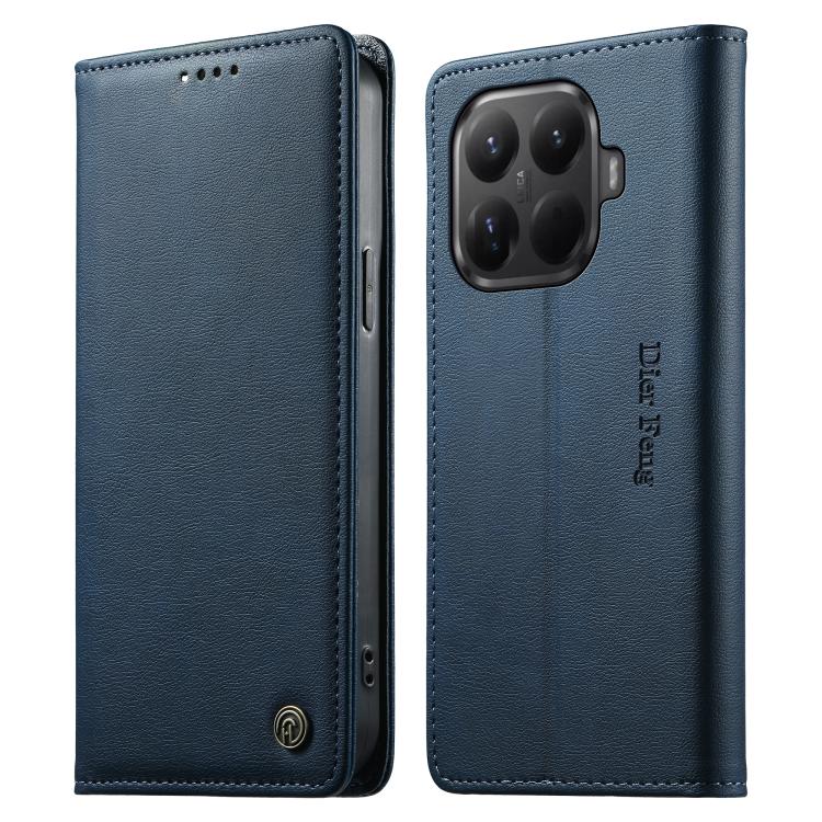 

For Xiaomi 15T Pro 5G Dierfeng Metal Snap Magnetic RFID Vegan Leather Phone Case(Blue)