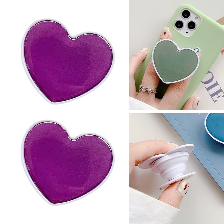 

2 PCS Solid Color Love Airbag Phone Stand Ring Holder(Dark Purple)