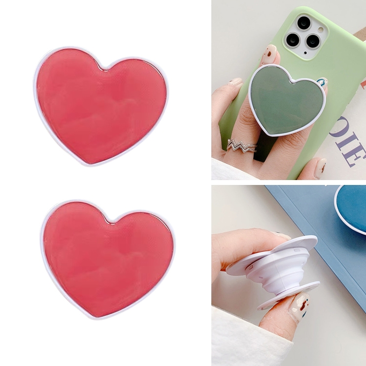 

2 PCS Solid Color Love Airbag Phone Stand Ring Holder(Camellia)