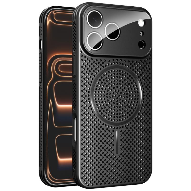

For iPhone 17 Pro Ice Armor Cooling Magnetic Airbag Shockproof Phone Case(Black)