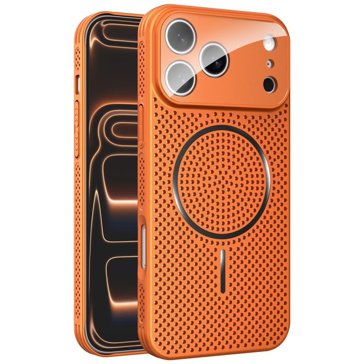 

For iPhone 17 Pro Ice Armor Cooling Magnetic Airbag Shockproof Phone Case(Orange)