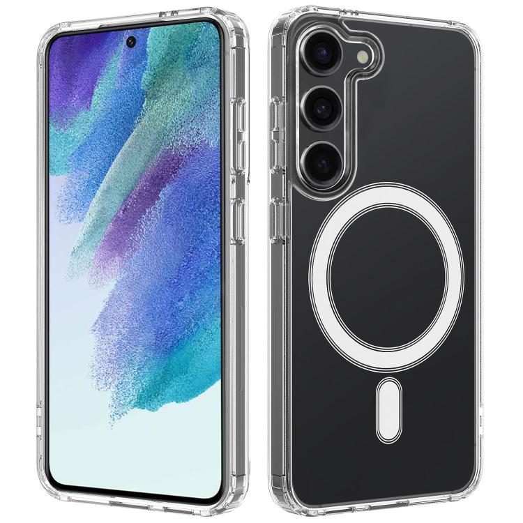 For Samsung Galaxy S21 FE 5G Large Hole Camera MagSafe Magnetic Clear Acrylic TPU Case(Transparent)