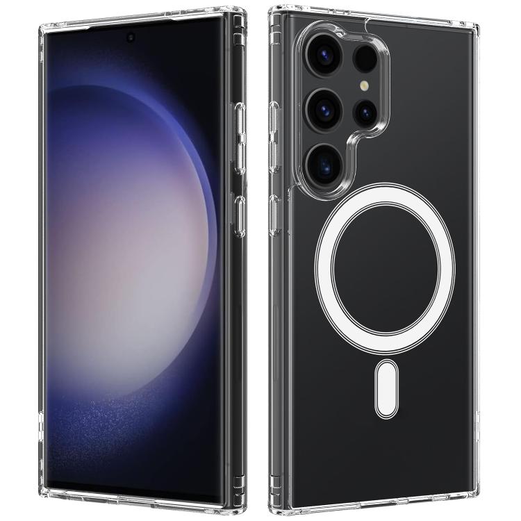 For Samsung Galaxy S23 Ultra 5G Large Hole Camera MagSafe Magnetic Clear Acrylic TPU Case(Transparent)