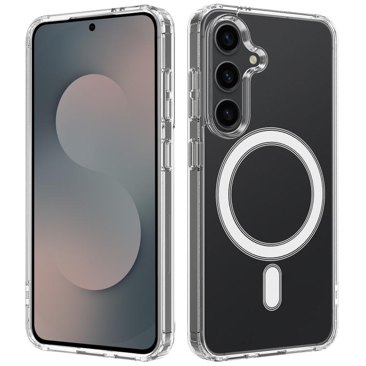 For Samsung Galaxy S25+ 5G Large Hole Camera MagSafe Magnetic Clear Acrylic TPU Case(Transparent)