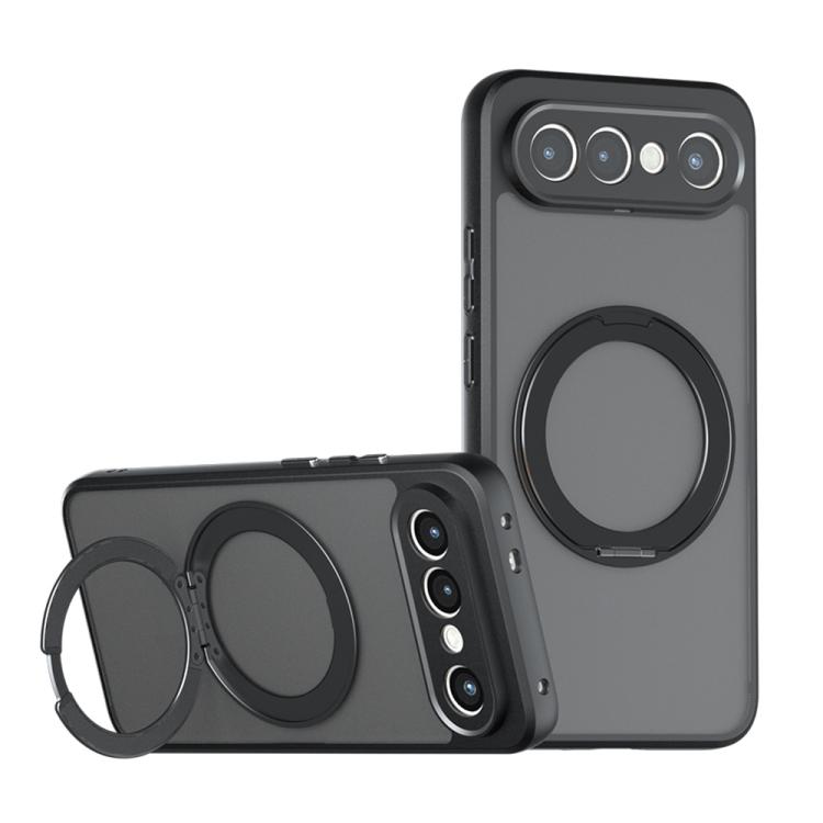 

For vivo S50 Pro mini / X300 FE 5G Armor Magnetic Holder PC Hybrid TPU Phone Case(Frosted Black)