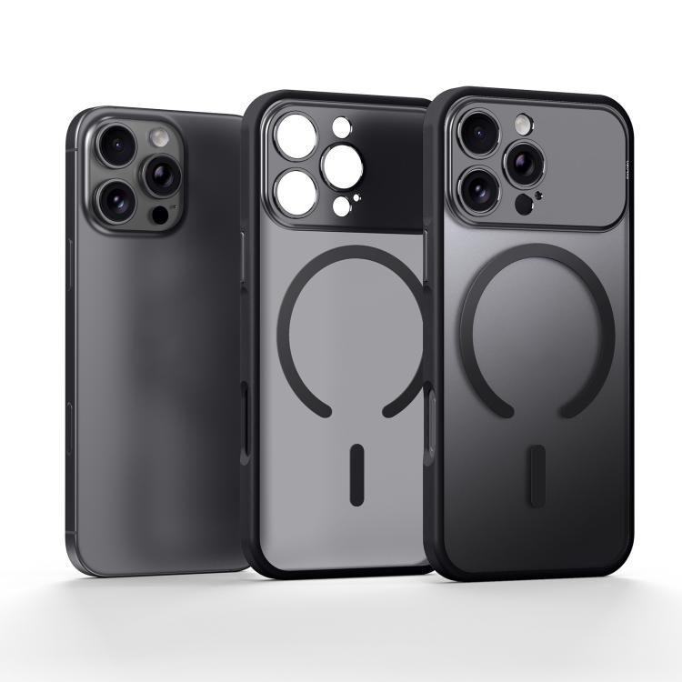For iPhone 16 Pro Max SULADA Transforms Into 17 Pro Semi-Transparent Matte Magnetic Phone Case(Black)
