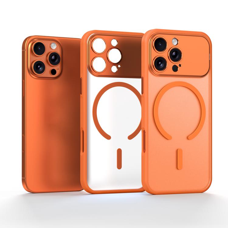 For iPhone 16 Pro SULADA Transforms Into 17 Pro Semi-Transparent Matte Magnetic Phone Case(Orange)