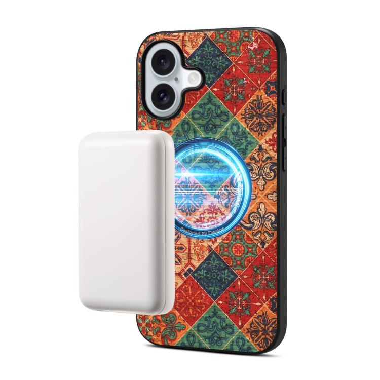 For iPhone 17 Denior A07 Flower Language Series Magnetic Vegan Leather Phone Case(Blue)