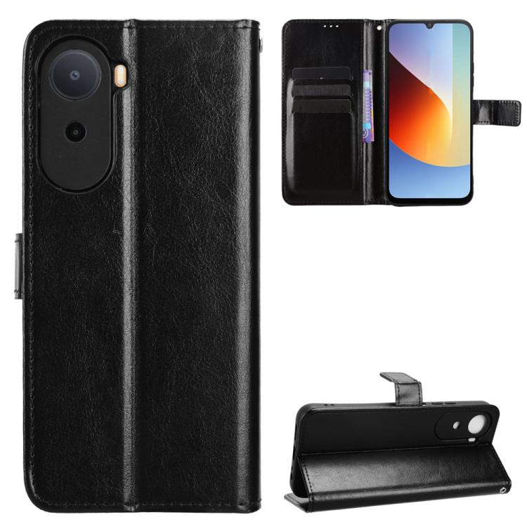 

For Redmi A7 Pro 171mm / Poco C85x 5G Retro Crazy Horse Texture Vegan Leather Phone Case(Black)