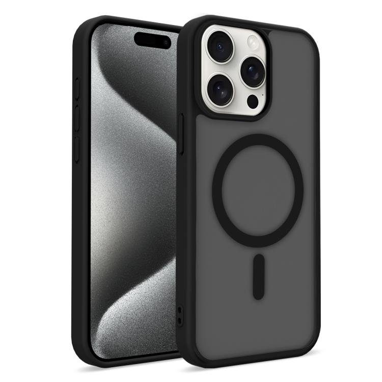 For iPhone 16 Pro Max Skin-Friendly Magnetic Shockproof TPU Hybrid PC Phone Case(Black)