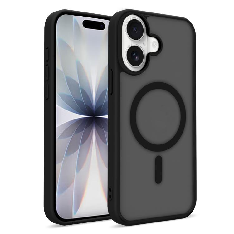 For iPhone 16 Plus Skin-Friendly Magnetic Shockproof TPU Hybrid PC Phone Case(Black)