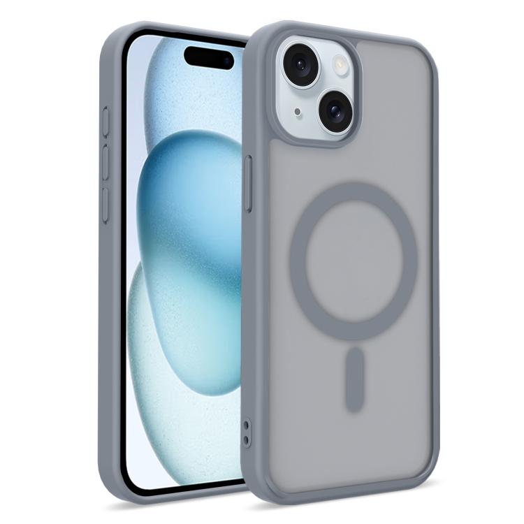 For iPhone 15 Skin-Friendly Magnetic Shockproof TPU Hybrid PC Phone Case(Grey)