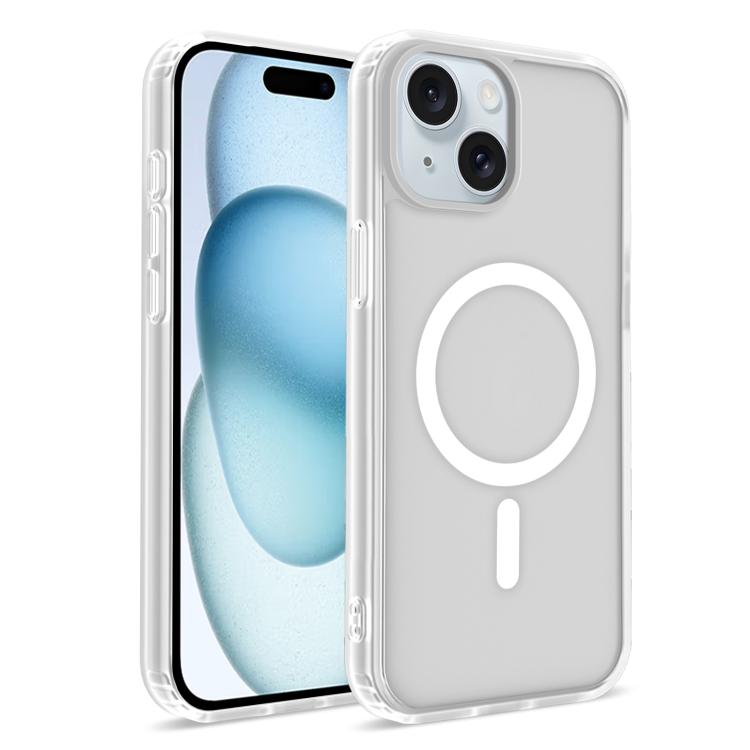 For iPhone 14 Skin-Friendly Magnetic Shockproof TPU Hybrid PC Phone Case(White)