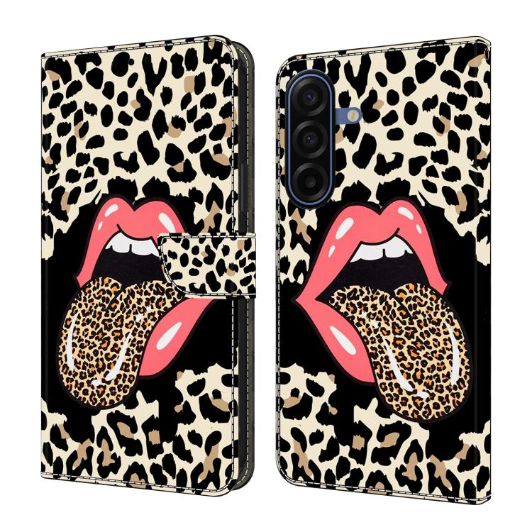 

For Samsung Galaxy A17 / A26 5G Crystal-Like Painted Vegan Leather Phone Case(Leopard-print Tongue)