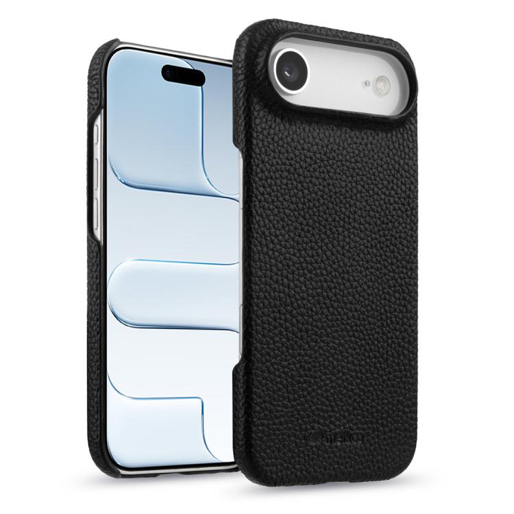 For iPhone Air melkco Litchi Texture Magnetic Half Coverage Genuine Leather Phone Case(Black)