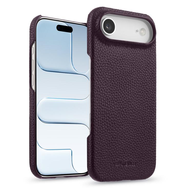 For iPhone Air melkco Litchi Texture Magnetic Half Coverage Genuine Leather Phone Case(Dark Purple)