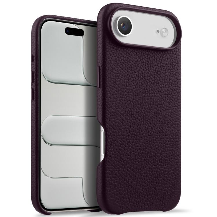 For iPhone Air melkco Litchi Texture Magnetic Full Coverage Genuine Leather Phone Case with AI Button(Purple)