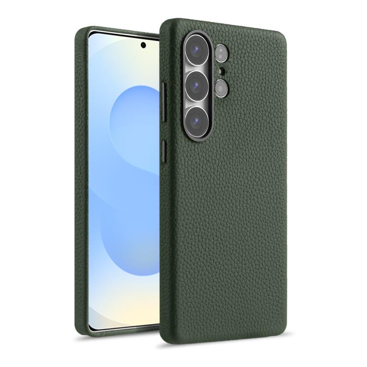 For Samsung Galaxy S25 Ultra 5G melkco Litchi Texture Magnetic Full Coverage Genuine Leather Phone Case(Green)