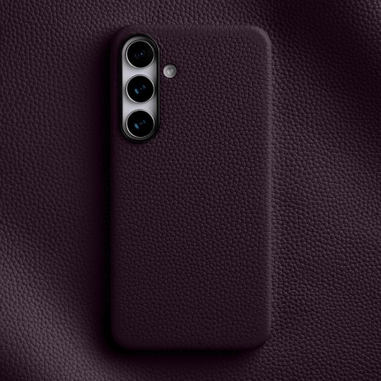 For Samsung Galaxy S25+ 5G melkco Litchi Texture Magnetic Full Coverage Genuine Leather Phone Case(Purple)