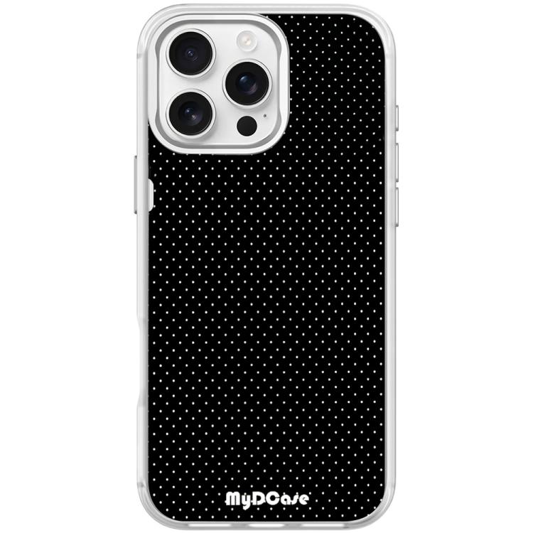 

For iPhone 16 Pro Black Dots Pattern Magnetic Phone Case(Transparent White)