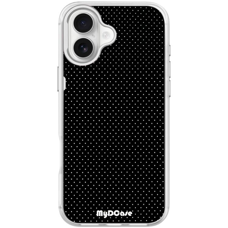 

For iPhone 16 Black Dots Pattern Magnetic Phone Case(Transparent White)
