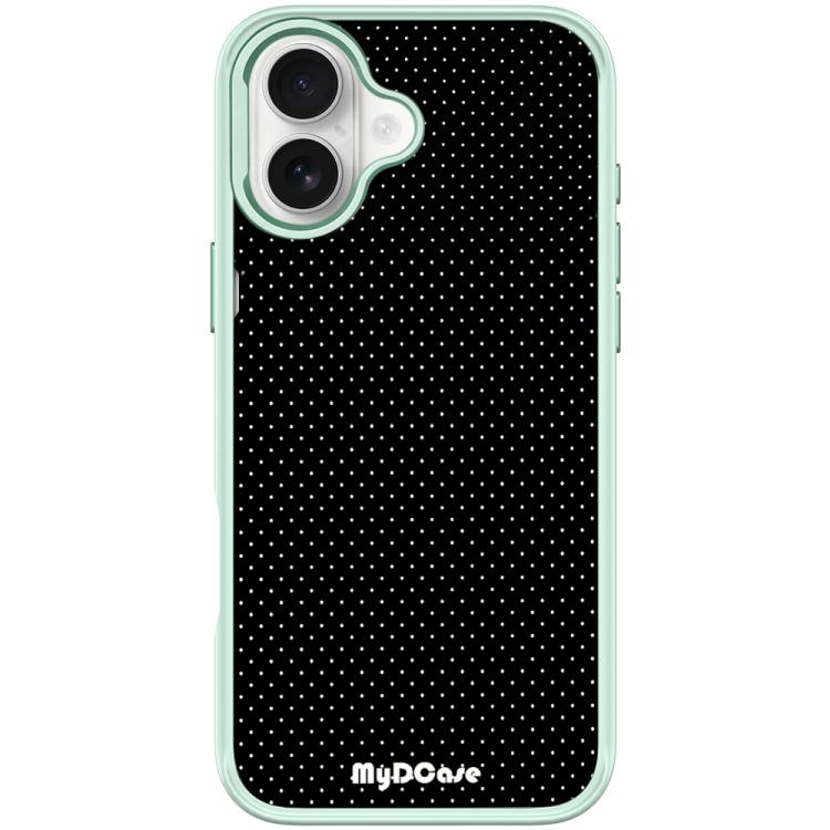 

For iPhone 16 Black Dots Pattern Magnetic Phone Case(Light Green)