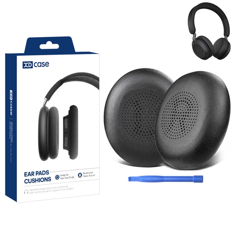 

For Jabra Elite 45h / Evolve2 65 XDcase 1 Pair Protein Leather Ear Pads Headset Replacement Part with Prying Tool(Black)