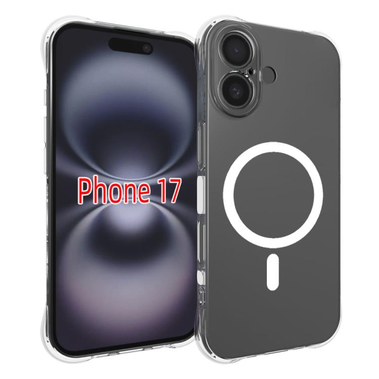 For iPhone 17 Shockproof Non-slip Magnetic TPU Phone Case(Transparent)