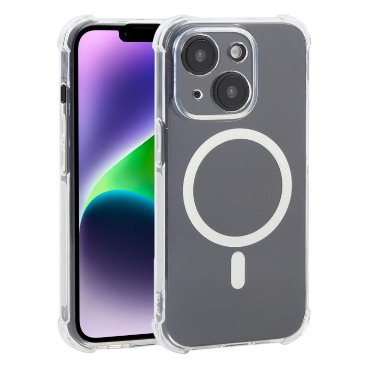 

For iPhone 14 Plus Shockproof Non-slip Magnetic TPU Phone Case(Transparent)