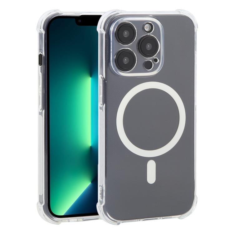 

For iPhone 13 Pro Max Shockproof Non-slip Magnetic TPU Phone Case(Transparent)