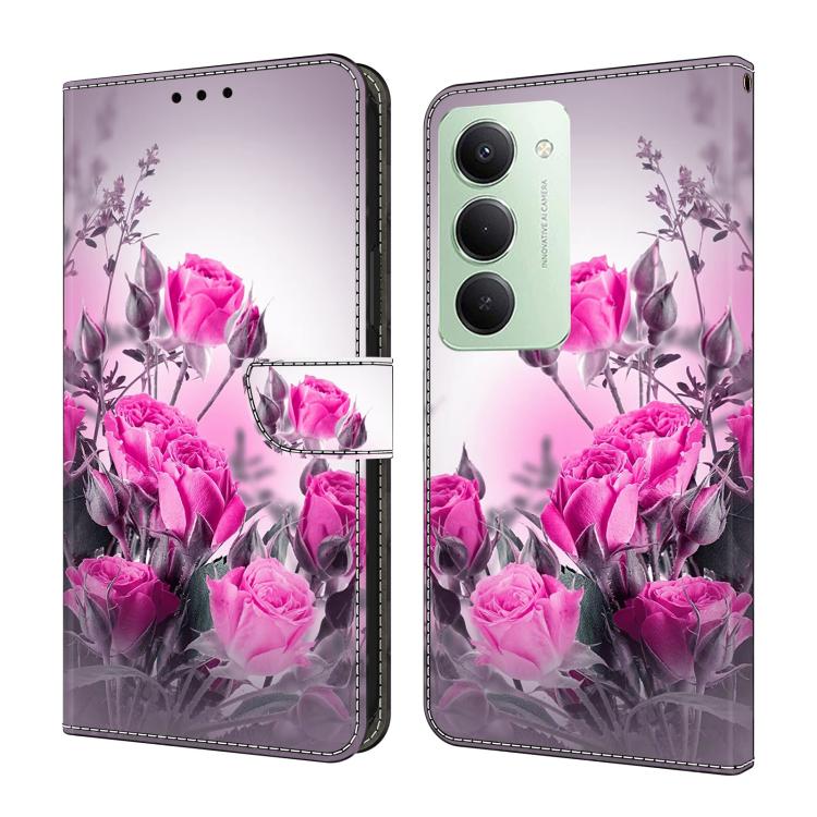 

For Redmi 15 5G Global / 4G SEA 169.5mm Crystal-Like Painted Vegan Leather Phone Case(Purple Flower)