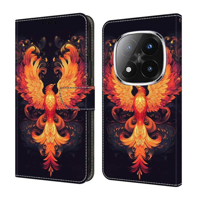 

For Redmi Note 14 Pro+ 5G / Poco X7 5G Crystal-Like Painted Vegan Leather Phone Case(Fire Phoenix)